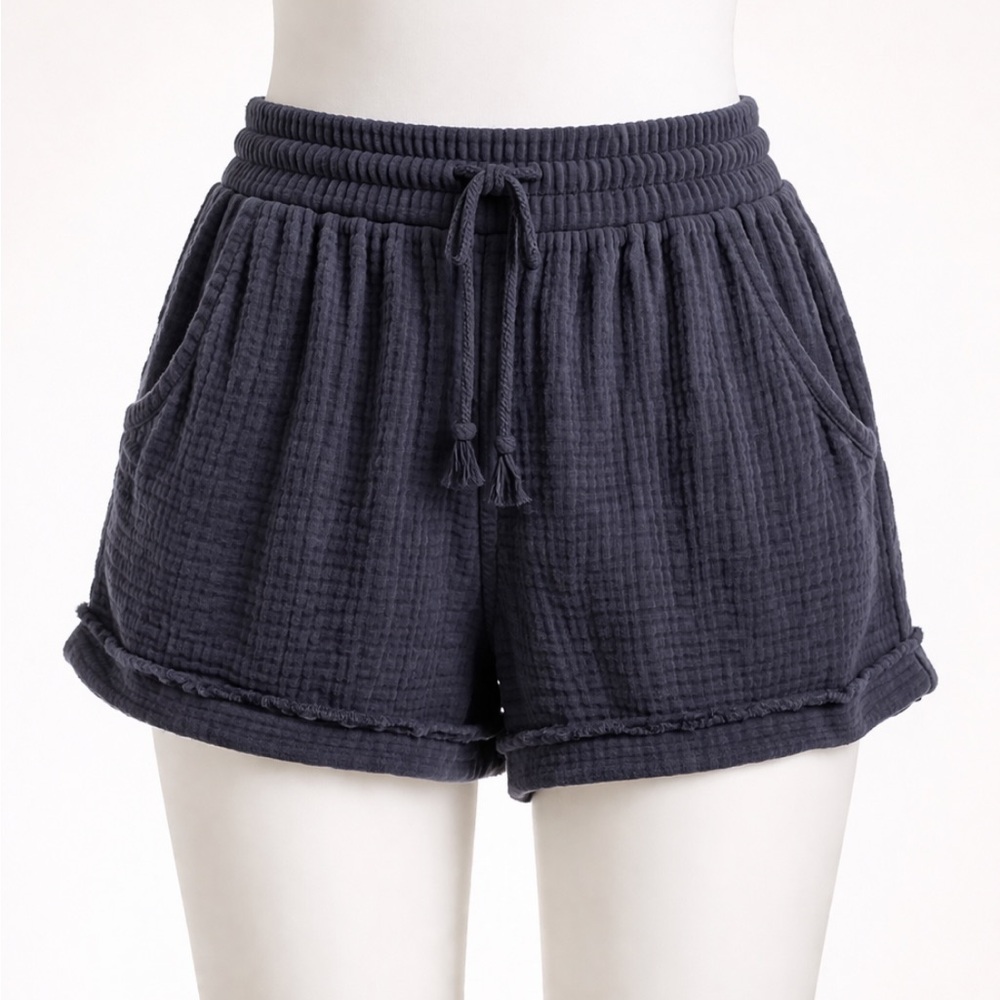 C&C California Navy Blue Drawstring Gauze Lounge Shorts